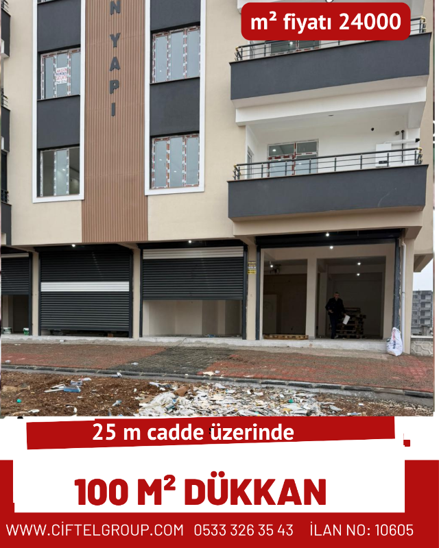 Satılık D&uuml;kkan &ndash; G&uuml;zelşehir Mahallesi&rsquo;nde, 25 metre cadde &uuml;zerinde bulunan 100 m&sup2; d&uuml;kk&acirc;n satılıktır. m&sup2; fiyatı: 24.000 TL&rsquo;dir.