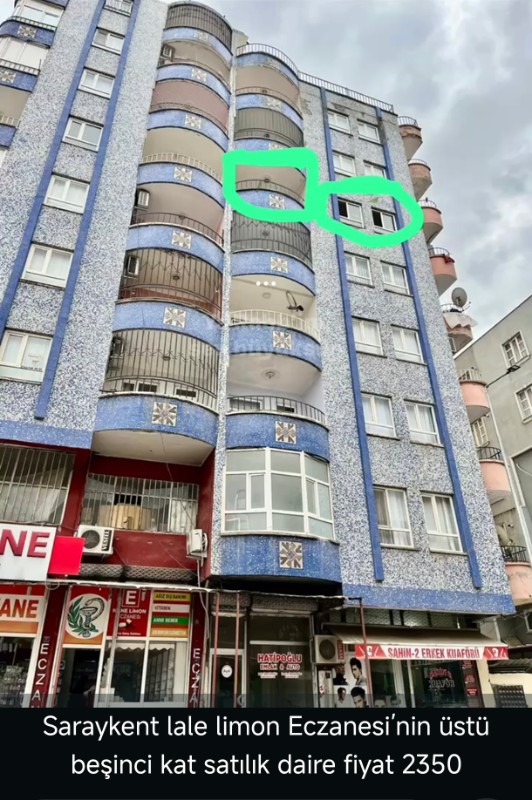 Satılık 3+1 daire &ndash; Saraykent  MAH Lale Limon Eczanesi &uuml;st&uuml;, 5. kat 165 m&sup2; Fiyat: 2.350.000 TL