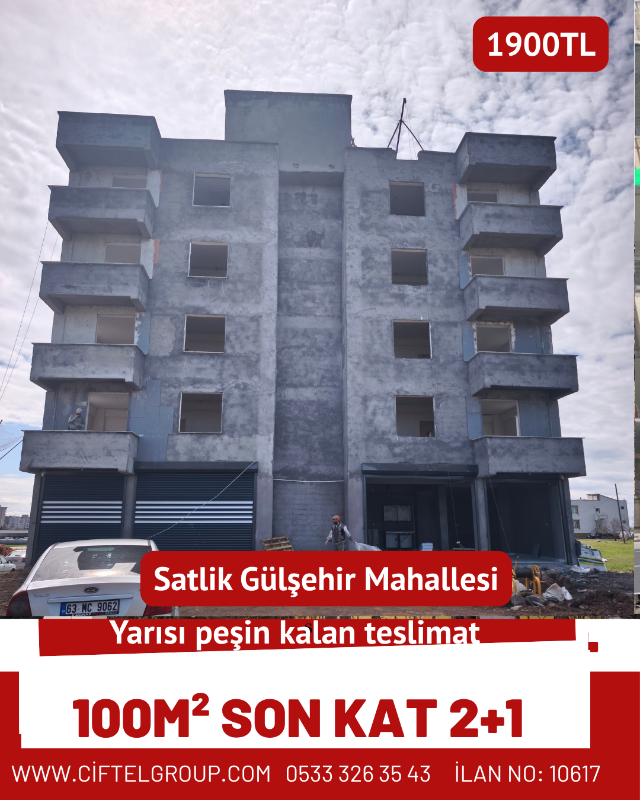 G&uuml;zelşehir Mahallesi&rsquo;nde, son katta bulunan 2+1 daire 100 m&sup2; kullanım alanına sahiptir. Yarısı peşin, kalan tutar teslimatta &ouml;denecektir.