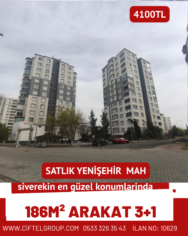 Satlık Yenişehir Mahallesi'nde 186 m&sup2; 3+1 Arakat fiyat 4100